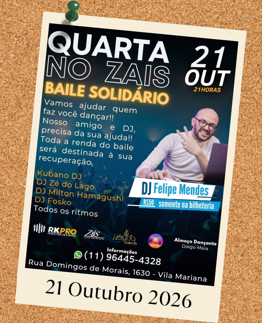Baile Solidário - Kubano DJ,DJ Zé do Lago,DJ Milton Hamagushi,DJ Fosko,DJ Felipe Mendes